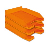 Bandeja sobremesa plastico naranja transparente apilable