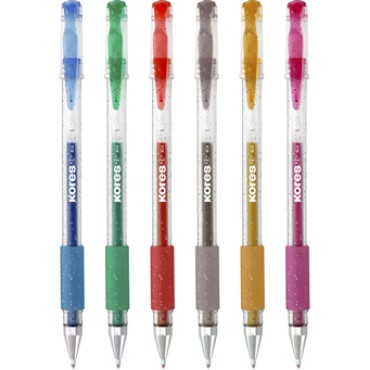 Bolígrafos Tinta Gel Glitter Kores Pack 6 unidades