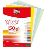 Cartulina Colores Surtidos Claros Din-A4 Fixopaper pack 50