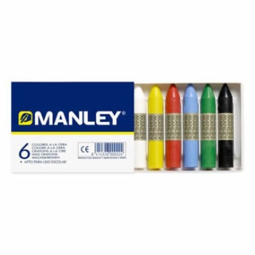 Lapices cera manley -caja de 6 colores ref.106