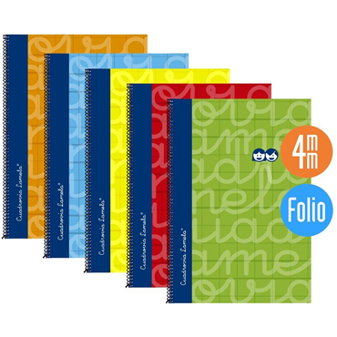 Cuaderno Espiral Lamela Tamaño Folio Cuadrovia 4mm 80 Hojas Tapa Dura 7FTE004